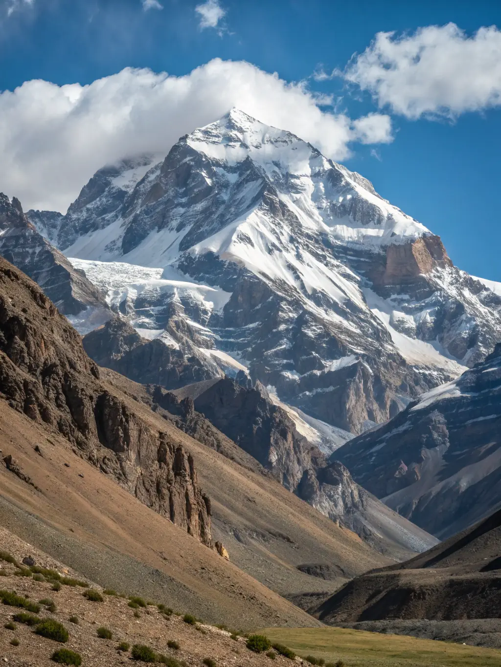 An aerial view of the Andes mountains in Argentina, showing glaciers and high-altitude ecosystems, highlighting a climate change research expedition.